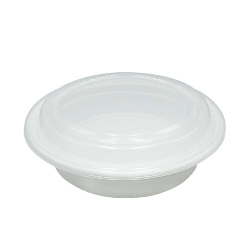 8" Round Container White with clear lid | 150/case